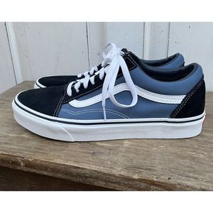 Vans Lace Up Sneakers Mens 9.5 Blue White Sneakers Skate Shoes Flat Sole